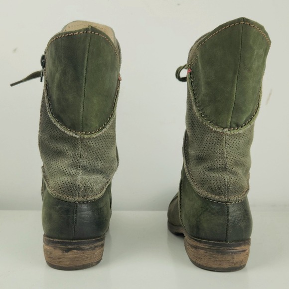 Rovers Womens Boots Green Leather Lace Up Zip Ankle Mid Calf Casual Stylish - Picture 4 of 12